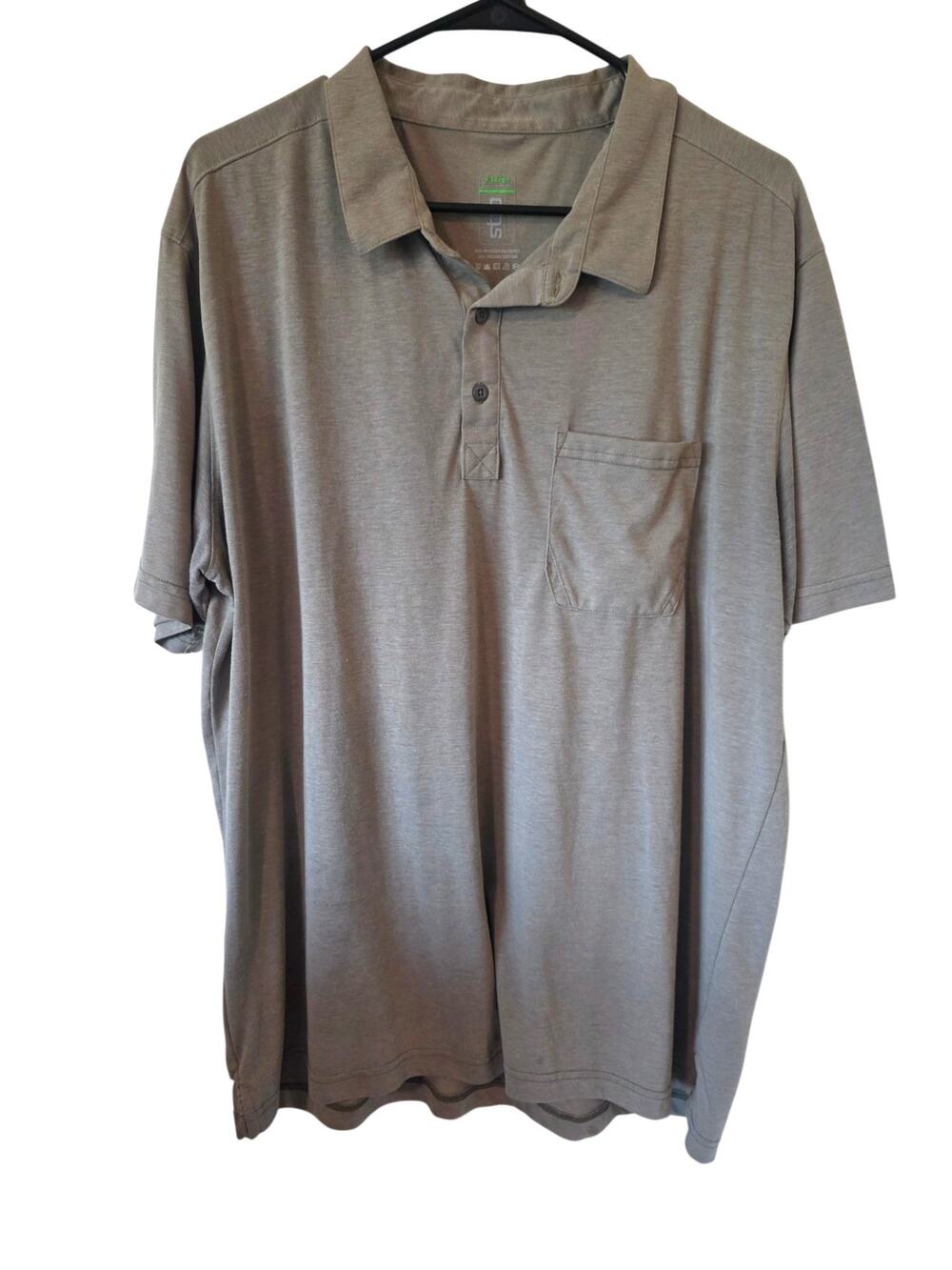 Stio Performance Stretch Polo Golf Shirt Mens Size Large Khaki Green Gray
